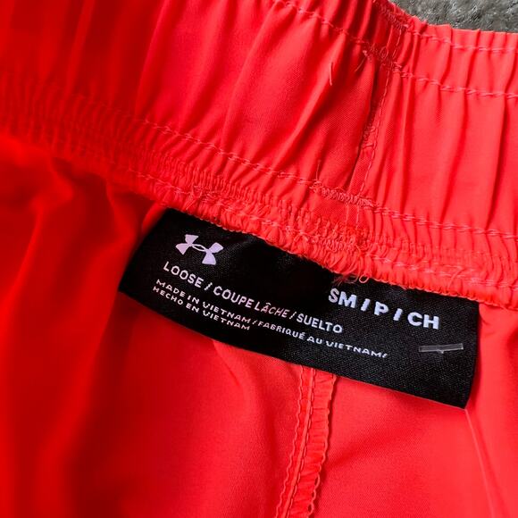 NWT Under Armour Men's Neon Orange Loose Fit Woven Graphic Shorts Small - Picture 8 of 14
